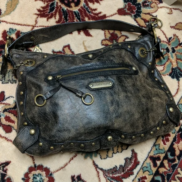 Isabella Fiore Chained Me Hearty Tattoo Distressed Leather Handbag - Picture 10 of 16